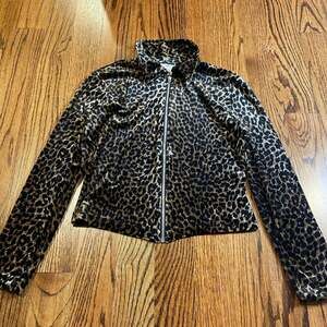 Granite Vintage Leopard Print Velour Full Zip Jacket Medium 90s Y2K